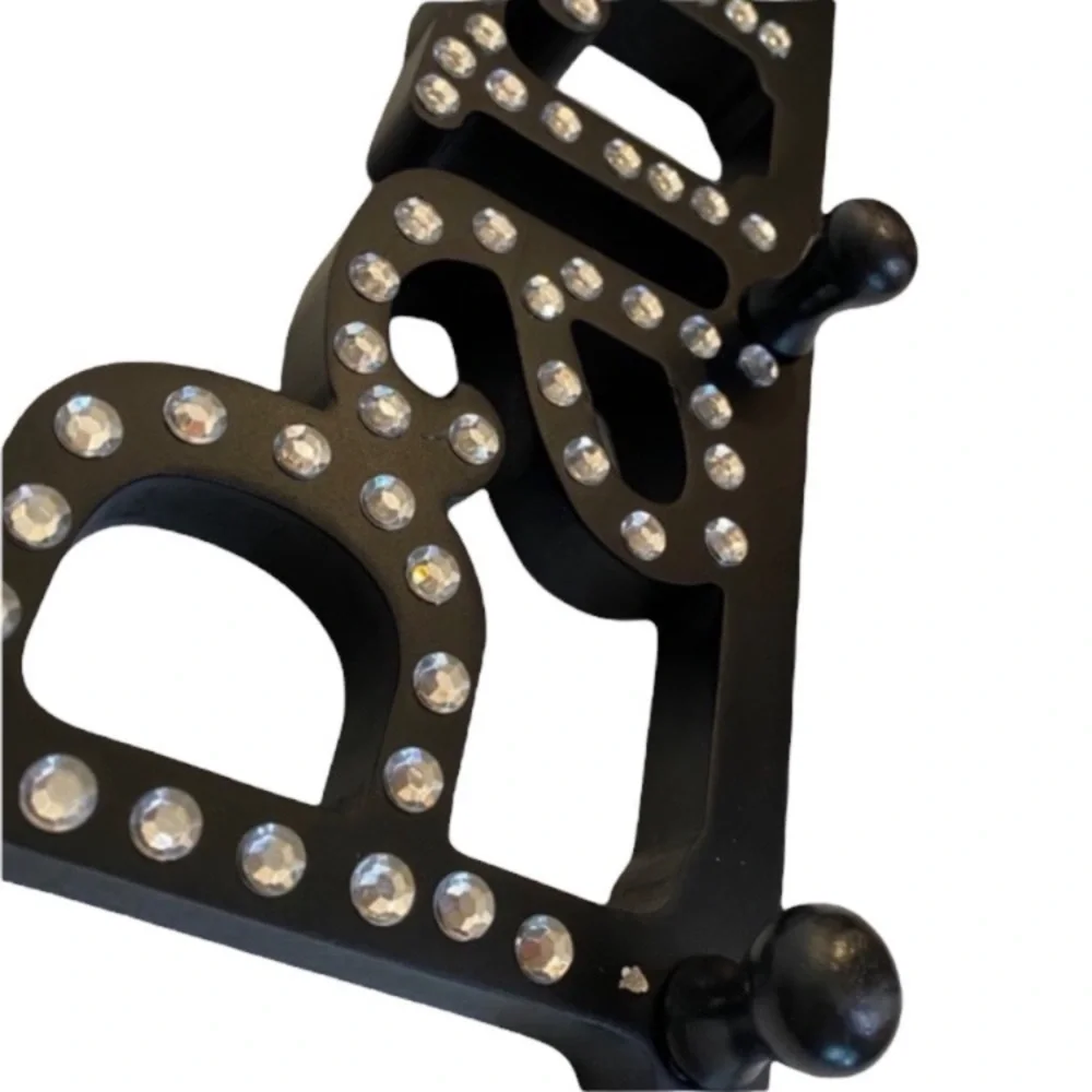 Paris Wall Hook Sparkling Hanger Organizer Jewelry Lingerie Rhinestone Gem Black